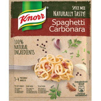 Knorr Pasta Carbonara ateria-ainekset 47g kalorit ja ravintosisältö - 132 kcal