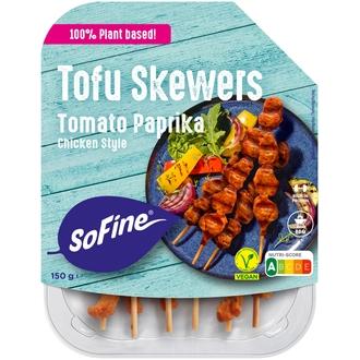SoFine Tofu Skewers chicken style tomaatti-paprika vegaaninen 150g kalorit ja ravintosisältö