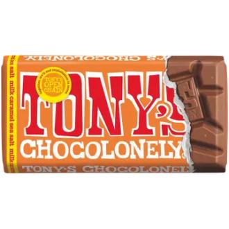 Tony's Chocolonely Maitosuklaa Karamelli Merisuolaa 90g kalorit ja ravintosisältö - 532 kcal