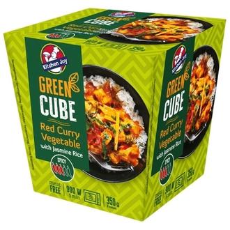 350g Kitchen Joy Thai-Cube Red curry -kasviksia ja jasmiiniriisiä, pakasteateria kalorit ja ravintosisältö