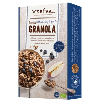 Verival granola 325g mustikka omena luomu kalorit ja ravintosisältö